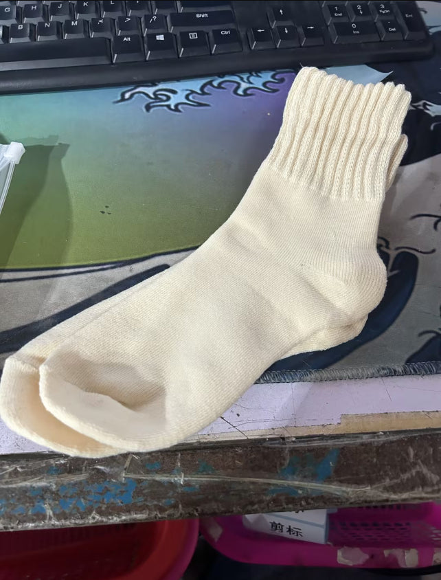 Warmfell Thick Knit Crew Socks with Ribbed Cuff
