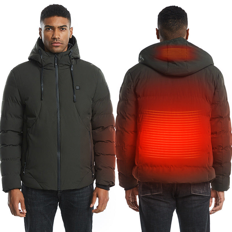 USB Heated Jacket for Men and Women, Hooded Cotton Coat