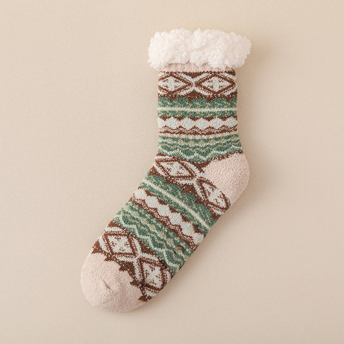 Warmfell Nordic Pattern Lounge Socks with Grip Sole