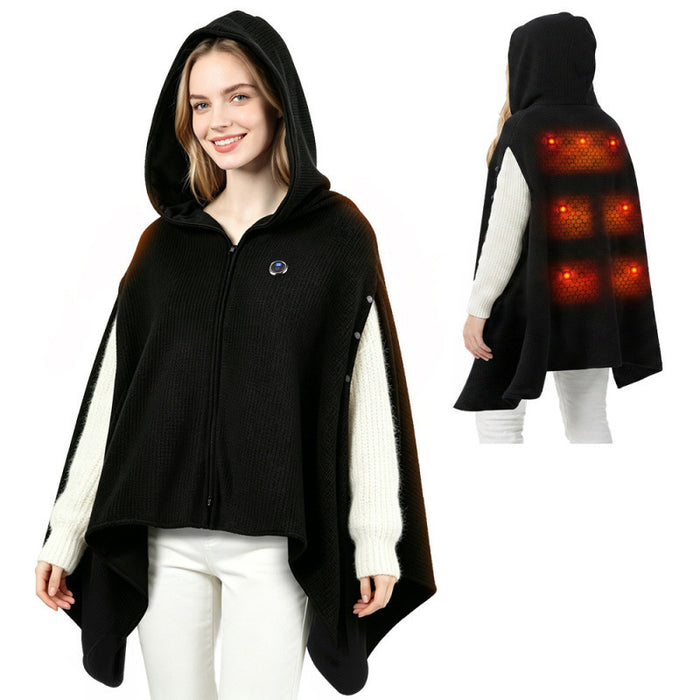 Warmfell USB heated hooded shawl with 3 heat levels