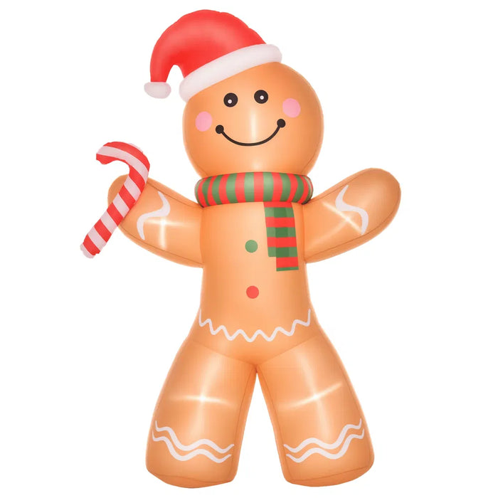 Warmfell Inflatable Gingerbread Man with Candy Cane, 245cm