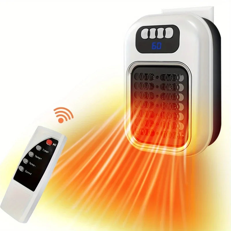 Wall Plug-In Heater with Remote – Quiet Small Electric Heater