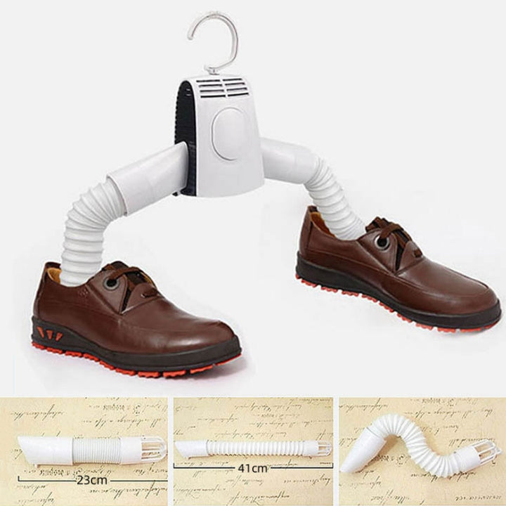 Portable clothes dryer with hot and cold air, plus shoe attachment