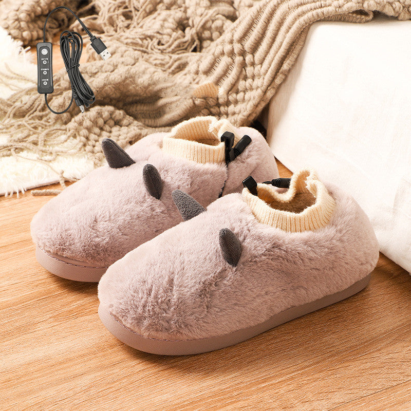USB Heated Slippers With Super Soft Velvet, Unisex Foot Warmers