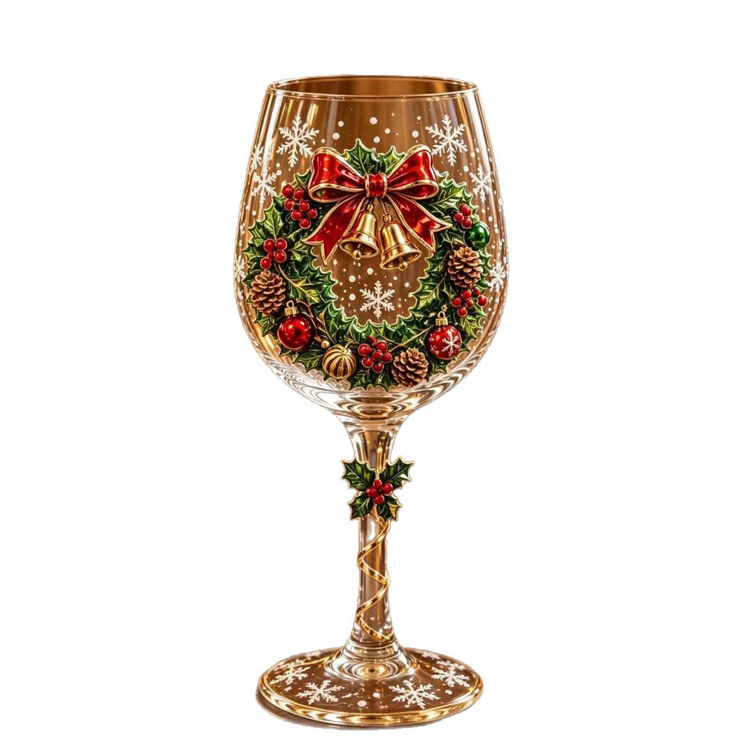 Christmas wine glass with Santa decorated stem
