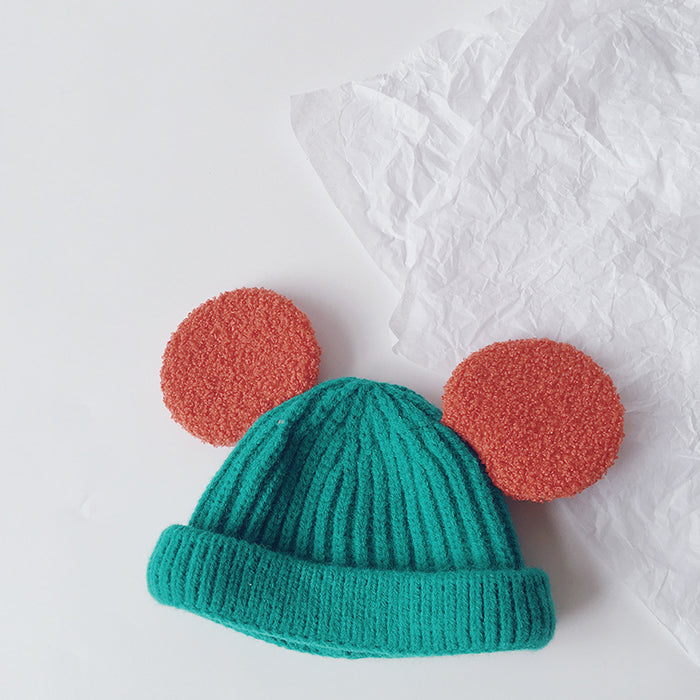 Warmfell Kids Teddy Ear Beanie in Soft Rib Knit