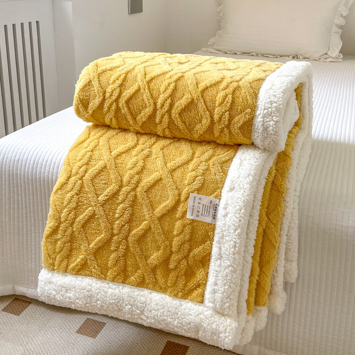 Warmfell Cable-Knit Blanket with Sherpa Fleece Border