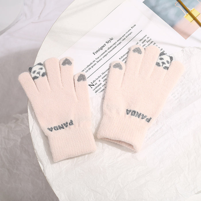 Warmfell Knitted Touchscreen Gloves with a 3D Panda
