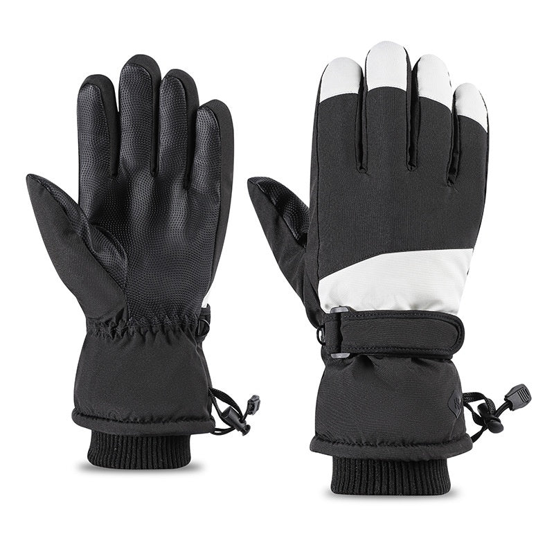 Black ski gloves with touchscreen fingers