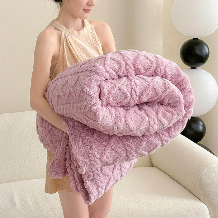 Warmfell Tufted Velvet Throw Blanket with 3D Pattern