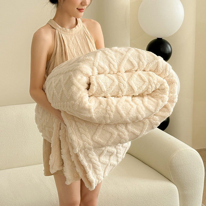 Warmfell Tufted Velvet Throw Blanket with 3D Pattern