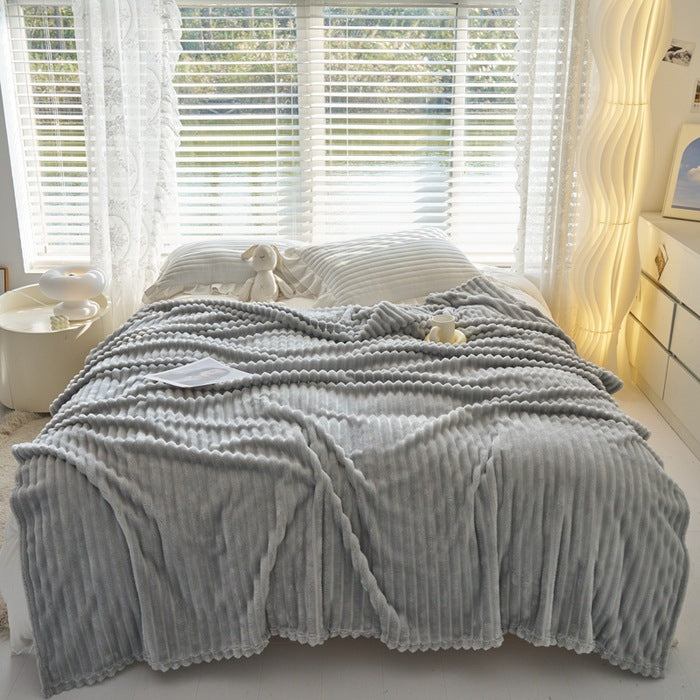 Warmfell Ribbed Faux Rabbit Fur Blanket, Anti-Static