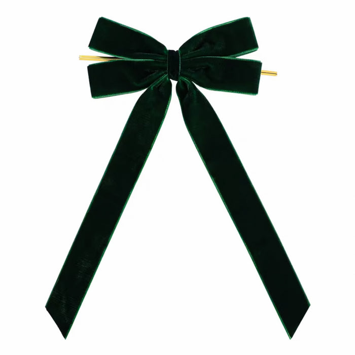 Warmfell Velvet Christmas bow with long tails and gold cord