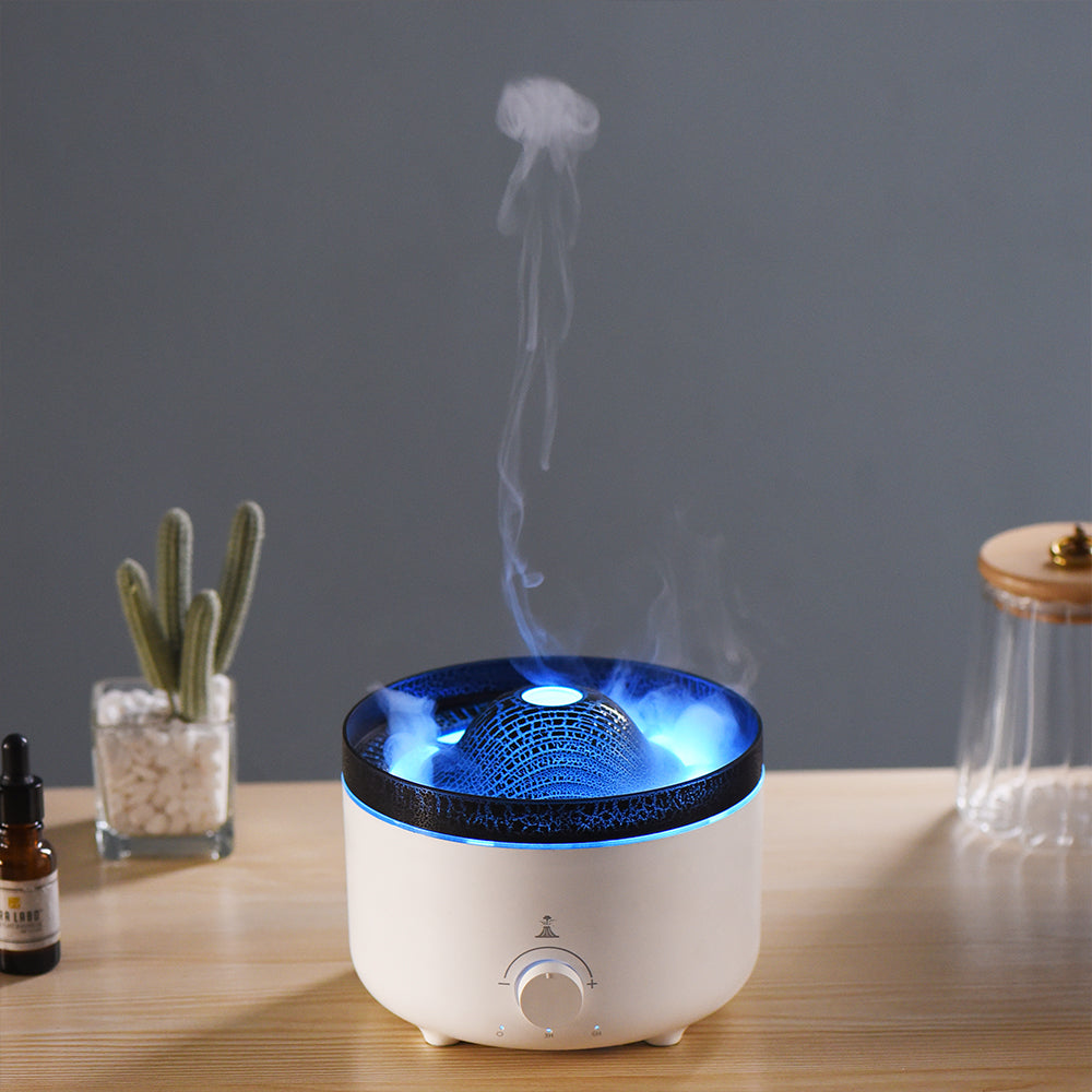 Small Silent Volcano Flame Humidifier With Remote, USB Diffuser