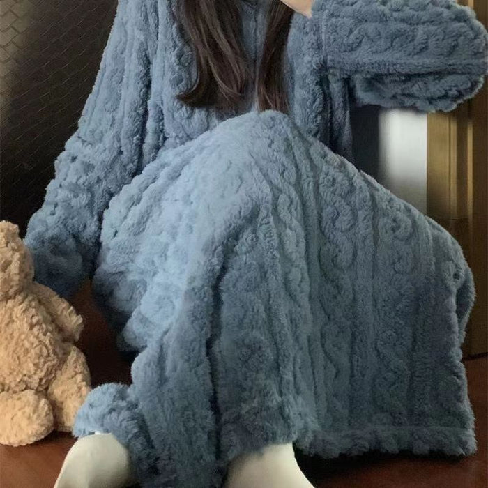 Warmfell Long Coral Fleece Nightgown with Pockets