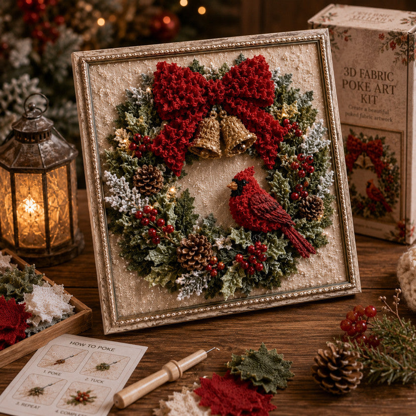 3D fabric poke art Christmas picture in frame