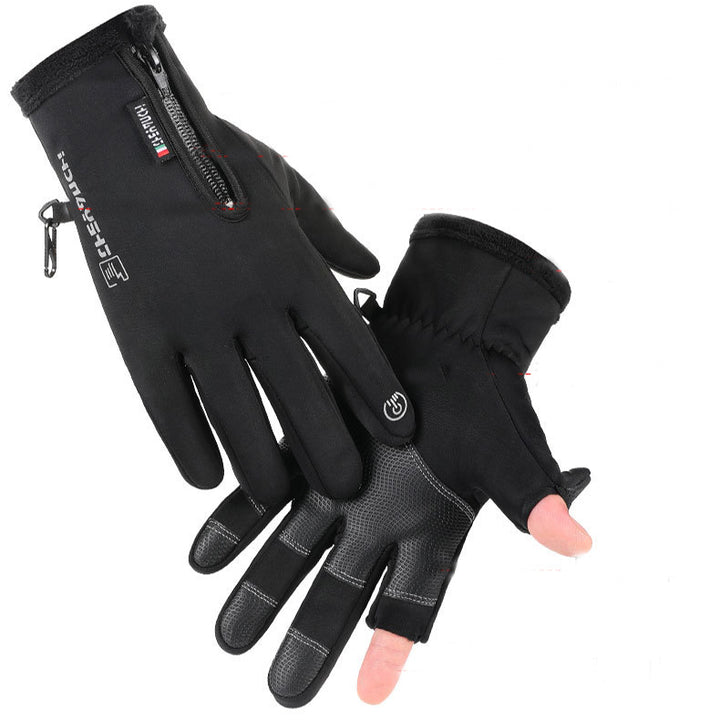 Winter gloves with flip-open fingertips