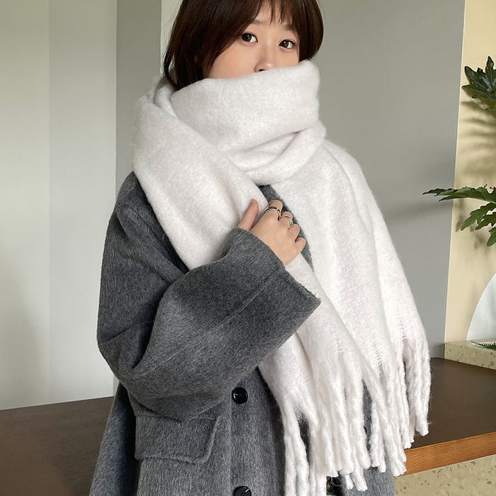 Warmfell Oversized Fluffy Scarf with Long Tassels