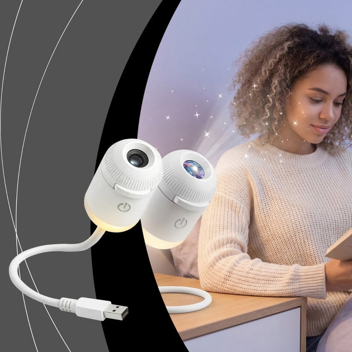 USB star projector night light with touch control and slide films