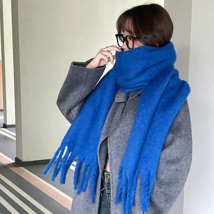 Warmfell Oversized Fluffy Scarf with Long Tassels