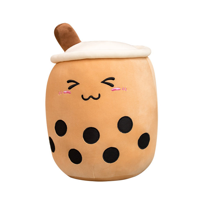 Warmfell Bubble tea cup plush pillow with embroidered face
