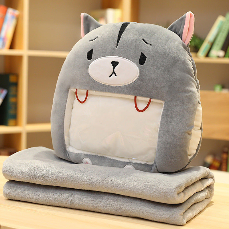 Plush Animal Hand Warmer Pillow With Blanket Inside