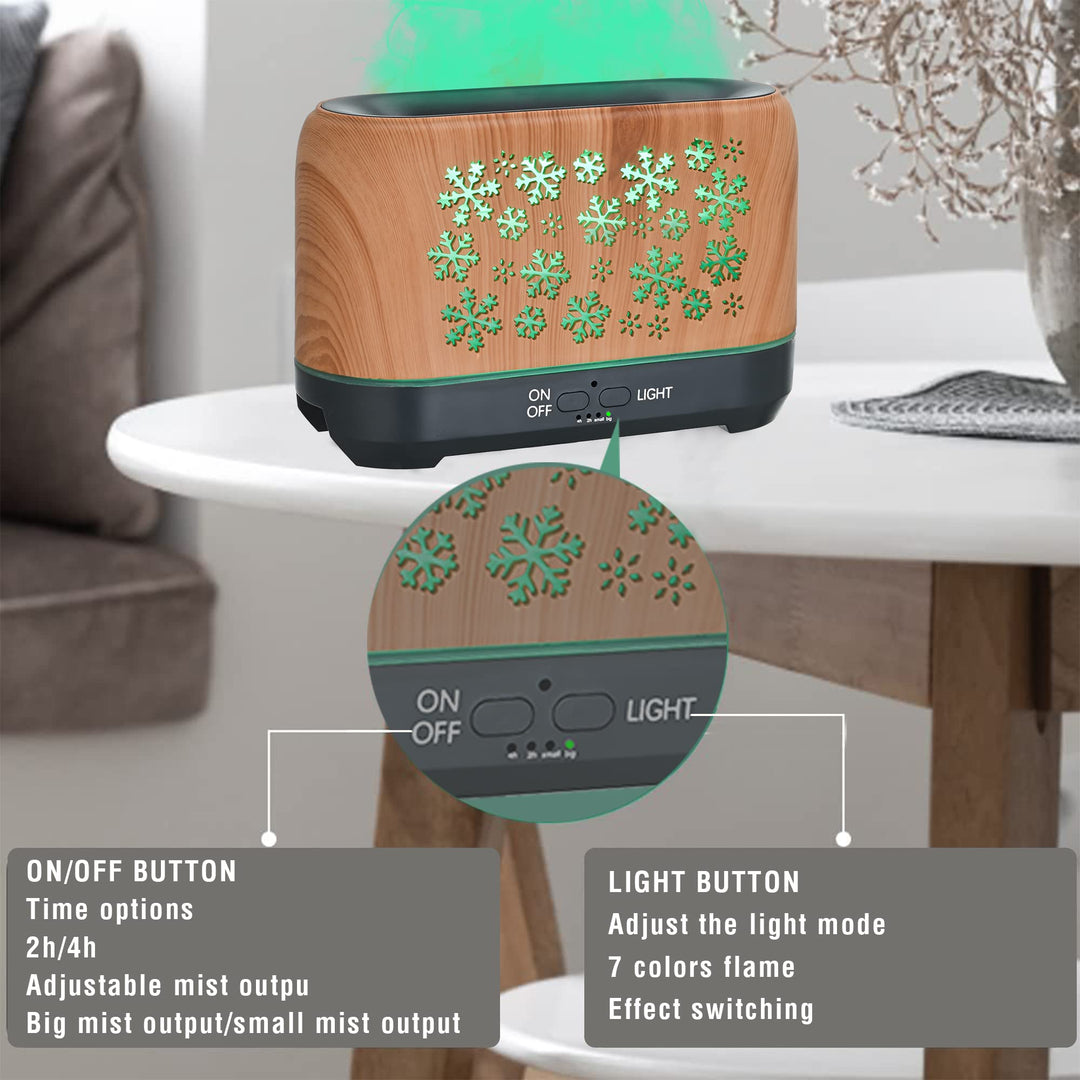 Christmas Snowflake Humidifier With 7 Colour Flame Effect