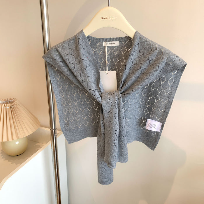 Warmfell Knitted Shoulder Wrap with Tie Front