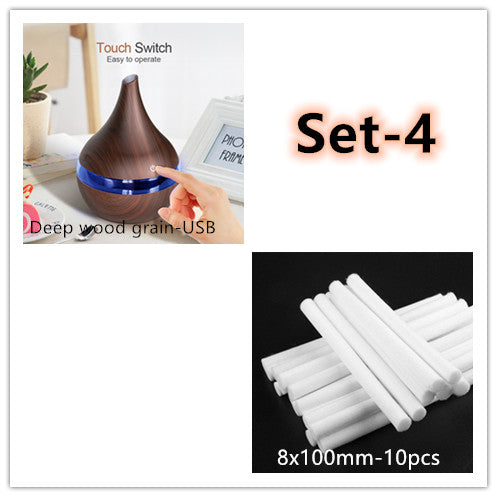 Wood Grain Essential Oil Diffuser – Ultrasonic LED Humidifier