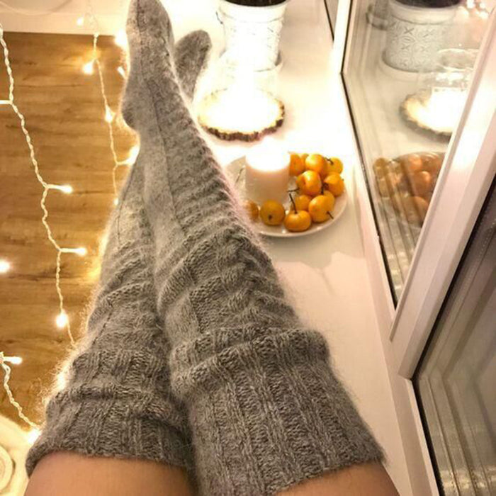 Warmfell Over the Knee Cable Knit Socks, Extra Long