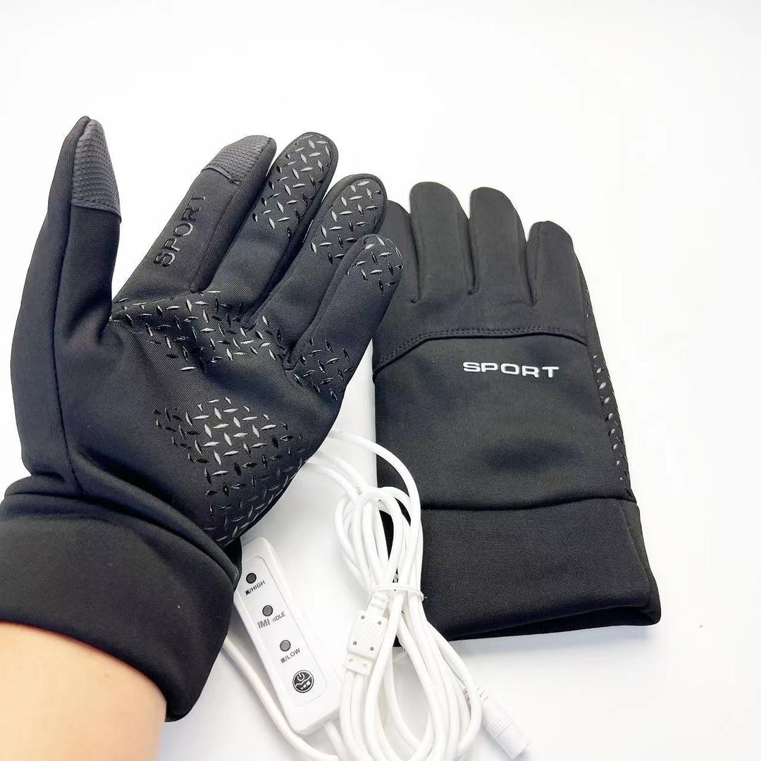 Black USB heated touchscreen gloves