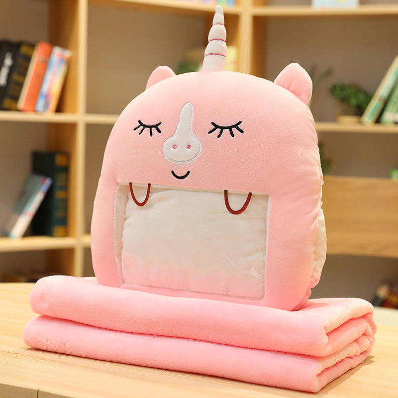 Plush Animal Hand Warmer Pillow With Blanket Inside