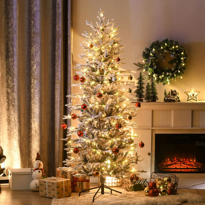 Warmfell Snow-Flocked Christmas Tree with 250 Clear Lights, 6ft
