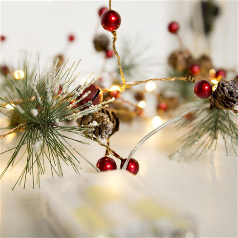 2 m Christmas fairy lights with stars or pine cones, warm white