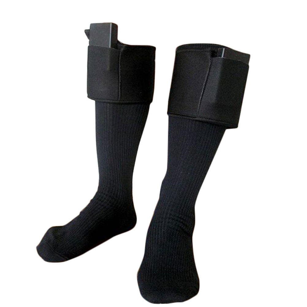 Black heated socks with calf battery case