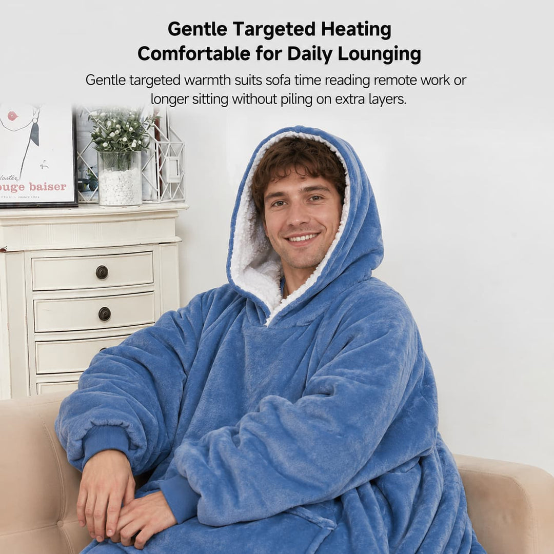 Warmfell™ USB Heated Blanket Hoodie with 3-Zone Thick Flannel Warmth
