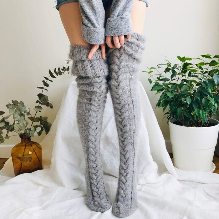 Warmfell Over the Knee Cable Knit Socks, Extra Long