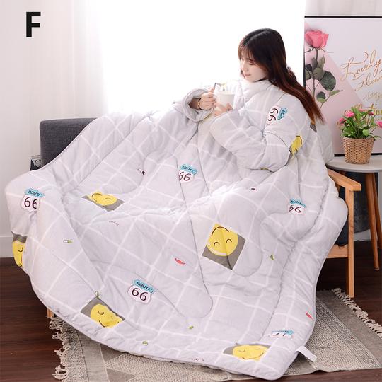 Winter Lazy Quilt with Sleeves, Wearable Blanket for Bed