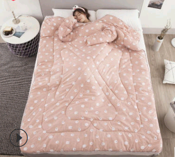 Winter Lazy Quilt with Sleeves, Wearable Blanket for Bed