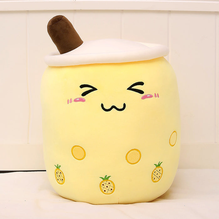 Warmfell Bubble tea cup plush pillow with embroidered face
