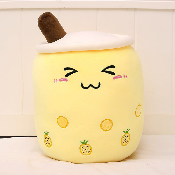 Smiling bubble tea cup plush toy