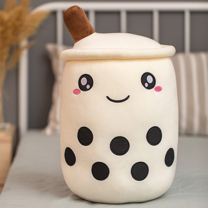 Warmfell Bubble tea cup plush pillow with embroidered face