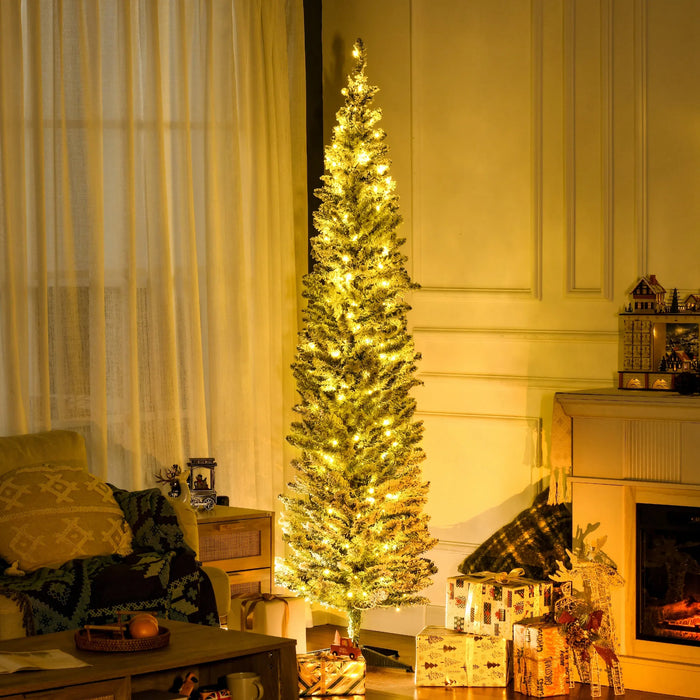 Warmfell Green Pre-Lit Pencil Christmas Tree with 210 LEDs