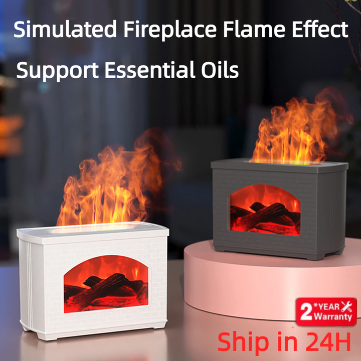 Simulated Fireplace Air Humidifier With Flame Effect, Aroma Diffuser