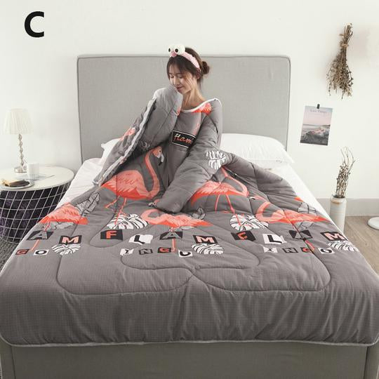 Winter Lazy Quilt with Sleeves, Wearable Blanket for Bed