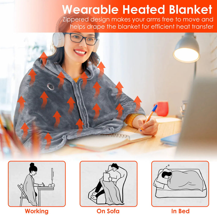 Portable USB Heated Blanket Wrap With 3 Heat Settings
