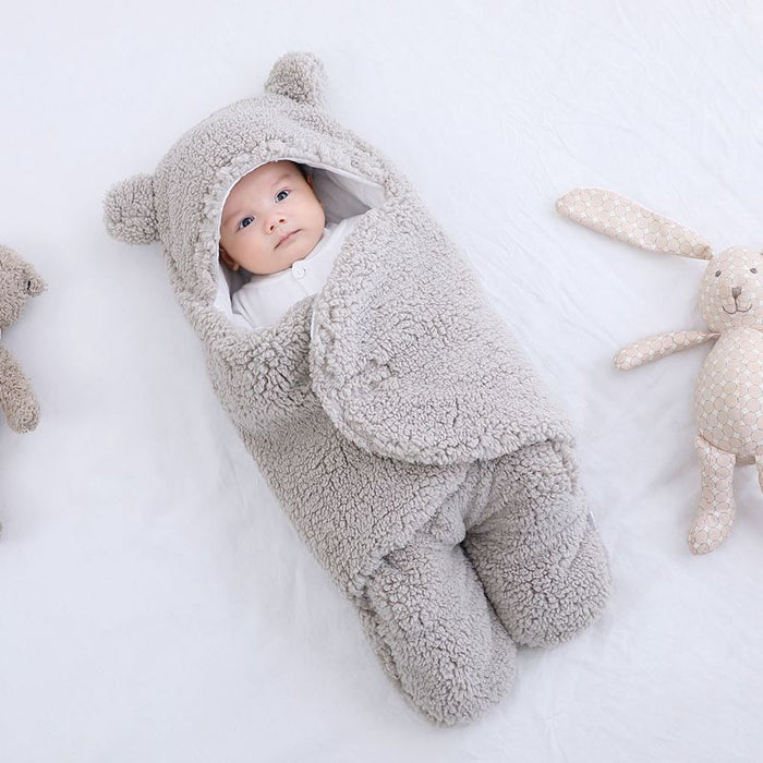 Warmfell Teddy fleece baby sleeping bag with bear ears