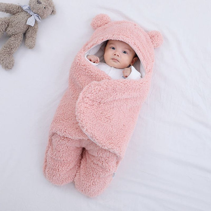 Warmfell Teddy fleece baby sleeping bag with bear ears