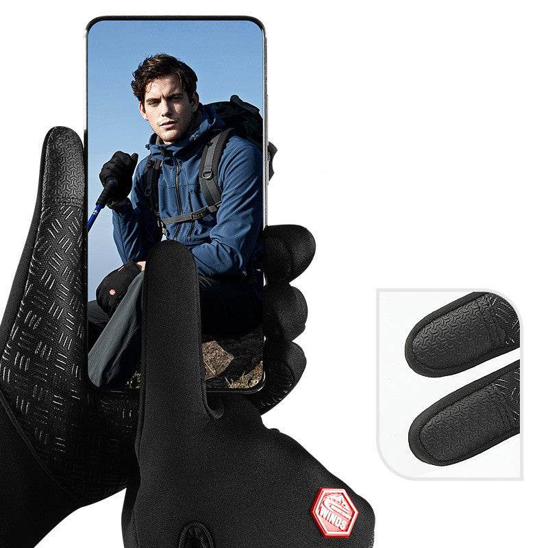 Fleece-lined touchscreen winter gloves with zip cuff