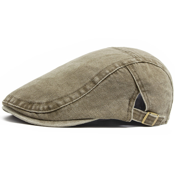 Warmfell Washed Denim Flat Cap with Buckle Back